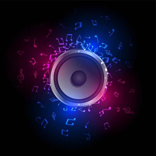 colorful musical notes with sound speaker for disco or dj theme colorful musical notes with sound speaker for disco or dj theme vector